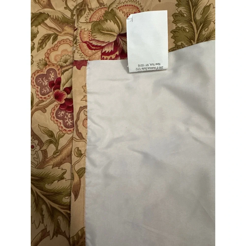 Waverly Floral Scalloped Window Valance Cream Red Green Striped Trim 50x18